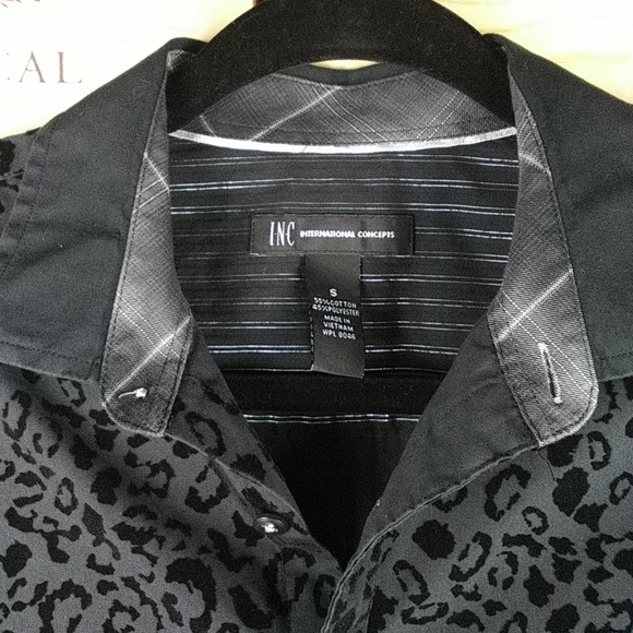 INC Black and Velvety Animal Print Top - Picture 3 of 6